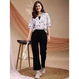 Kinjo Women Abstract Print Placement Print Shirt Style Top-picture-18