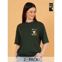 kintu parantu Women Pack of 2 Tweety Graphic Printed Round Neck Relaxed Fit T-shirts-picture-27