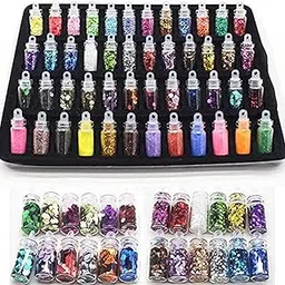 KIRA 48Pcs 3D Glitter Bottles Set, Manicure Set of Nail Stickers, Nail Art Tool for Nail Decoration Kit for Women (Multicolor)-picture-28