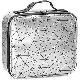 KIRA Professional Cosmetic Makeup Storage Organizer Bag with Adjustable Compartments, Portable Water Proof Cosmetic Travel Case for Women, Vanity Box (BM 41-23) (Silver)-picture-48