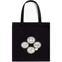 kirmada Eat,Sleep,Study,Repeat Black Cotton Tote Bag with Zipper | A4 Size Printed Pocket | Motivational Hustle Quote Print | 16x14 inch Reusable Bag for Study, Office, Gym-picture-26