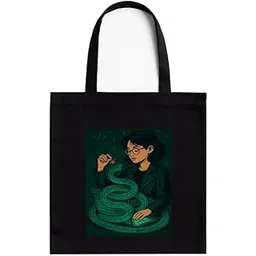 kirmada Python Princess Gamer Quote Tote Bag for Tech Lovers | Black Cotton A4 Size Tote Bag with Zip for School, Office & Daily Use | 16x14 Inch | Geek Gift for Gamers-picture-32
