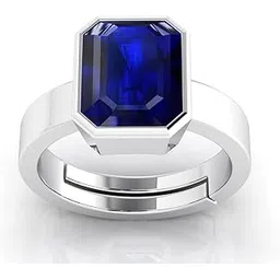 kirti sales 11.25 Ratti Certified Original Blue Sapphire Silver Plated Ring Panchdhatu Adjustable Neelam Ring for Men & Women by Lab Certified-picture-26