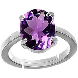 kirti sales 12.00 Ratti Amethyst Silver Plated Ring Katela Ring Original Certified Natural Amethyst Stone Ring Astrological Birthstone Adjustable Ring Size 16-24 for Men and Women,s-picture-24
