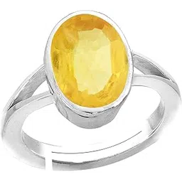kirti sales 8.25 Ratti 7.55 Carat Natural Yellow Sapphire Pukhraj Stone Panchdhatu Adjustable Silver Ring for Men and Women-picture-17