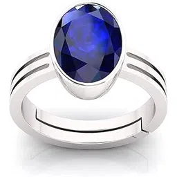 kirti sales Gems Unheated Untreatet 12.00 Carat AAA+ Quality Natural Blue Sapphire Neelam Silver Plated Adjustable Gemstone Ring for Women's and Men's (Lab - Certified)-picture-13