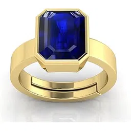 kirti sales Unheated Untreatet 7.25 Ratti 6.00 Carat AAA+ Quality Natural Blue Sapphire Neelam Gold Plated Adjustable Gemstone Ring for Women's and Men's (Lab - Certified)-picture-22