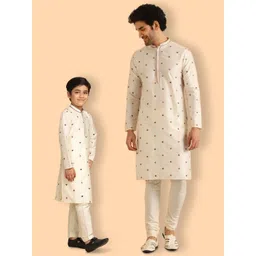 KISAH Boys Ethnic Motifs Embroidered Thread Work Straight Kurta With Pyjama-image-32