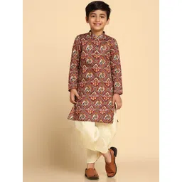 KISAH Boys Ethnic Motifs Printed Kurta With Dhoti Pants-image-31