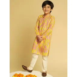 KISAH Boys Ethnic Motifs Printed Mirror Work Kurta with Pyjama-picture-21