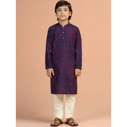 KISAH Boys Ethnic Motifs Printed Regular Kurta with Trousers-image-26