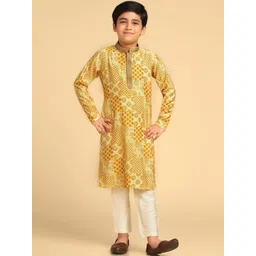 KISAH Boys Ethnic Motifs Printed Straight Kurta with Pyjamas-image-7