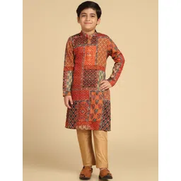 KISAH Boys Ethnic Motifs Printed Straight Kurta with Pyjamas-image-45