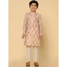 KISAH Boys Floral Printed Mandarin Collar Regular Kurta with Pyjamas-picture-34