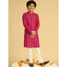 KISAH Boys Geometric Embroidered Thread Work Kurta with Pyjama-picture-11