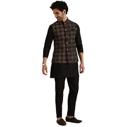 kisah Cotton Blend Kurta Jacket Trouser Set for Men | Nehru Jacket Waistcoat Kurta Set with Trousers | Mens Ethnic Collections-KA-0863-5207-T303-picture-18