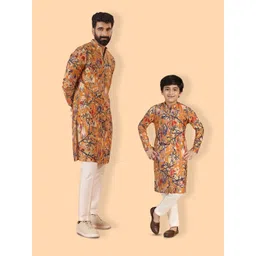 KISAH Ethnic Motifs Printed Mandarin Collar Straight Kurta With Pyjamas-picture-31