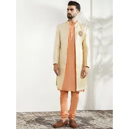 KISAH Ethnic Self Design Kurta & Sherwani With Churidar-picture-31