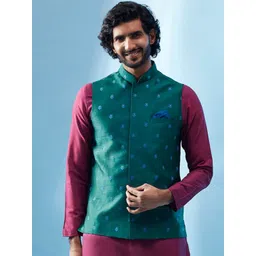 KISAH Floral Embroidered Nehru Jacket-picture-34