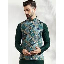 KISAH Floral Woven Design Nehru Jacket-picture-12