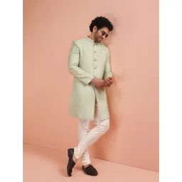 KISAH Geometric Self Design Indowestern Sherwani Set-picture-20