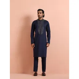 KISAH Geometric Yoke Design Beads And Stones Cotton Silk Kurta-picture-30