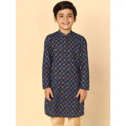 KISAH Kids Blue Cotton Printed Full Sleeves Kurta-picture-28