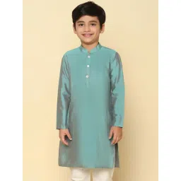 KISAH Kids Green & White Cotton Regular Fit Full Sleeves Kurta-picture-47