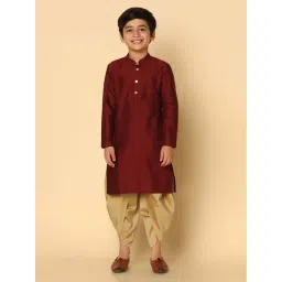 KISAH Kids Maroon & Golden Regular Fit Full Sleeves Kurta Set-picture-34