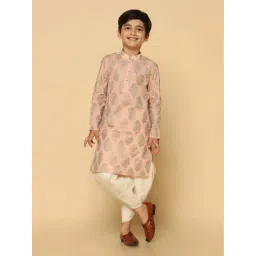 KISAH Kids Peach & White Printed Full Sleeves Kurta Set-picture-10