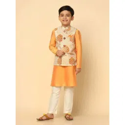 KISAH Kids Yellow & White Printed Full Sleeves Kurta Set-picture-42