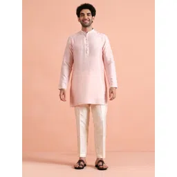 KISAH Mandarin Collar Raw Silk Straight Kurta-picture-20
