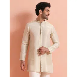 KISAH Mandarin Collar Sequinned Tissue Straight Kurta-picture-26
