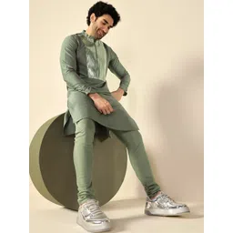 KISAH Mandarin Collar Straight Kurta with Churidar-picture-41