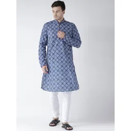 KISAH Men Blue Printed Straight Kurta-picture-12