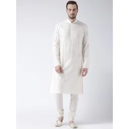 KISAH Men Cream-Coloured Solid Kurta with Churidar-picture-38