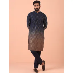 KISAH Men Embellished Regular Fit Sequinned Kurta Trouser Set-picture-28