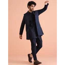 KISAH Men Embroidered Regular Fit Sequinned Kurta Nehru Jacket Trouser Set-picture-41