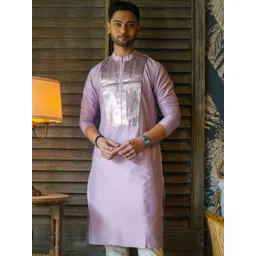 KISAH Men Ethnic Motifs Solid Kurta with Trousers-picture-29