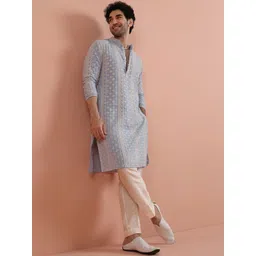 KISAH Men Floral Embroidered Kurta with Pyjamas-picture-27