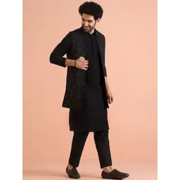 KISAH Men Floral Embroidered Regular Kurta with Trousers-picture-30