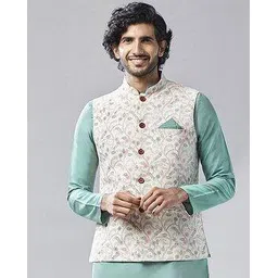 kisah Men Floral Print Regular Fit Nehru Jacket-picture-46