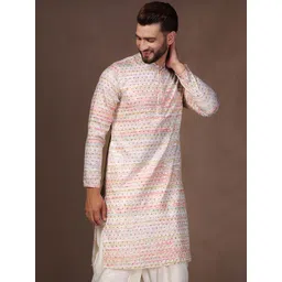 KISAH Men Floral Printed Mandarin Collar Long Sleeves Straight Kurta-picture-30