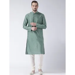 KISAH Men Green Solid Straight Kurta-picture-17
