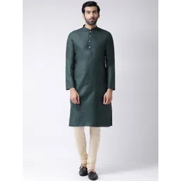 KISAH Men Green Solid Straight Kurta-picture-23