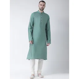 KISAH Men Green Solid Straight Kurta-picture-38