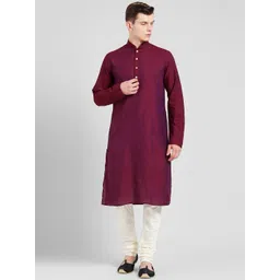 KISAH Men Magenta Solid Kurta with Churidar-picture-36