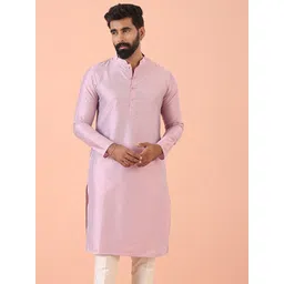 KISAH Men Mandarin Collar Regular Solid Kurta-picture-32