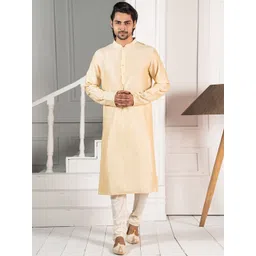 KISAH Men Mandarin Collar Straight Kurta with Churidar Set-picture-26