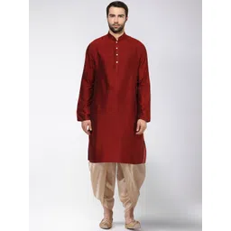KISAH Men Maroon Kurta with Dhoti Pants-picture-36
